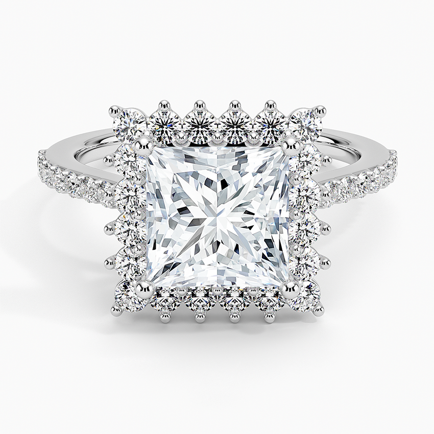 Luxe Sunburst Halo Diamond Engagement Ring