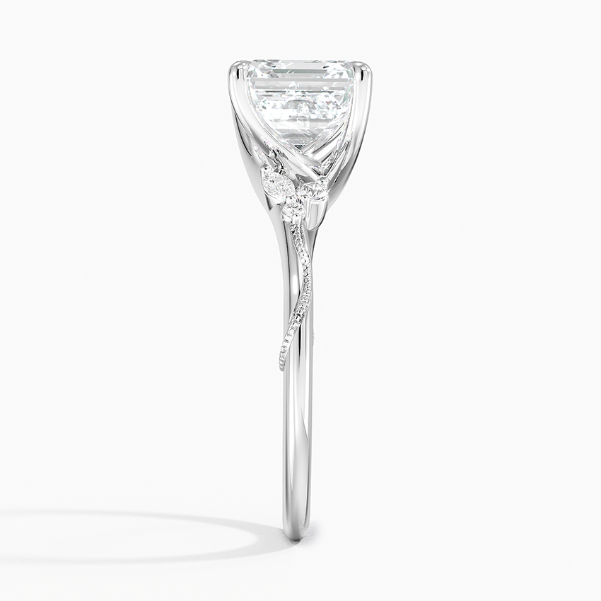 Camellia Milgrain Diamond Engagement Ring