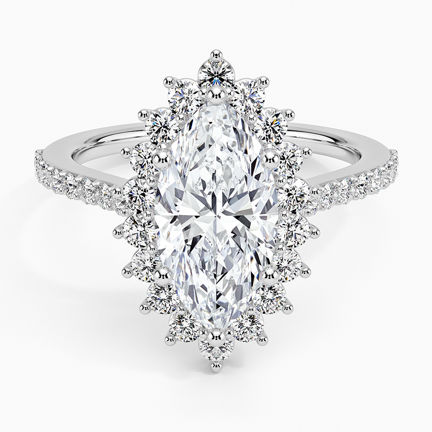 Luxe Sunburst Halo Diamond Engagement Ring