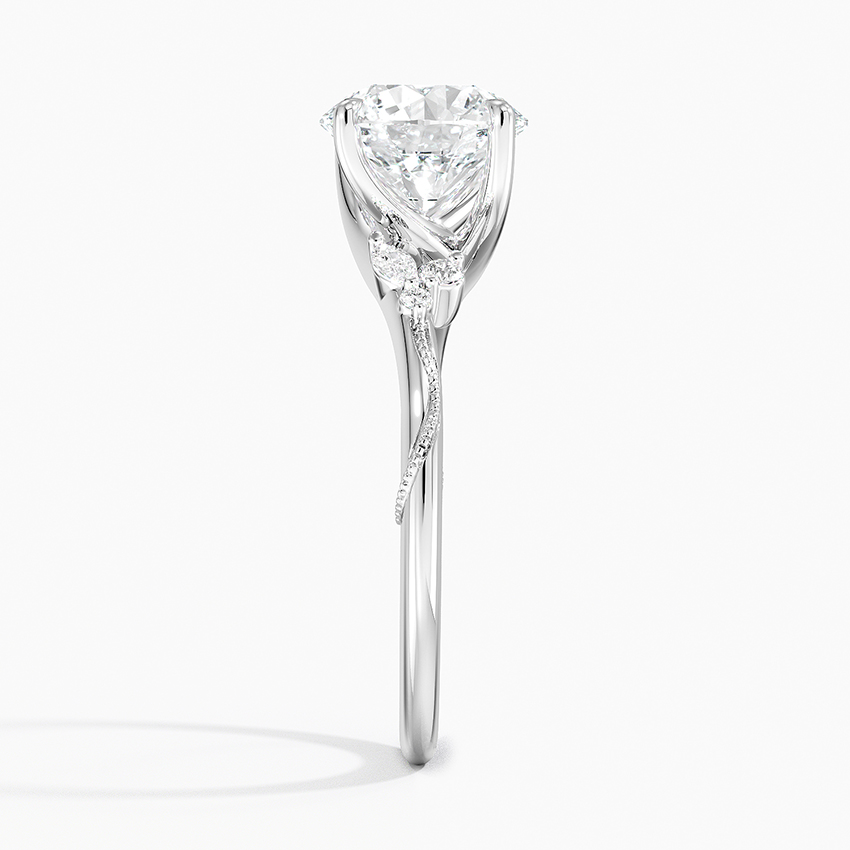 Camellia Milgrain Diamond Engagement Ring