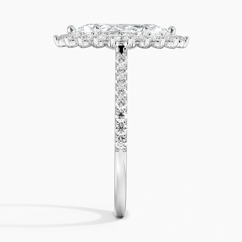 Luxe Sunburst Halo Diamond Engagement Ring