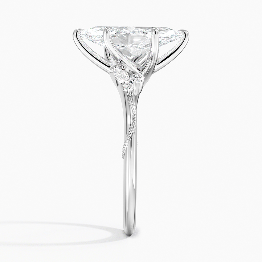 Camellia Milgrain Diamond Engagement Ring