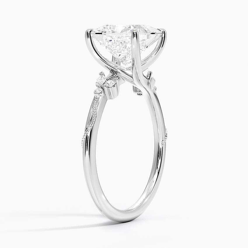 Camellia Milgrain Diamond Engagement Ring