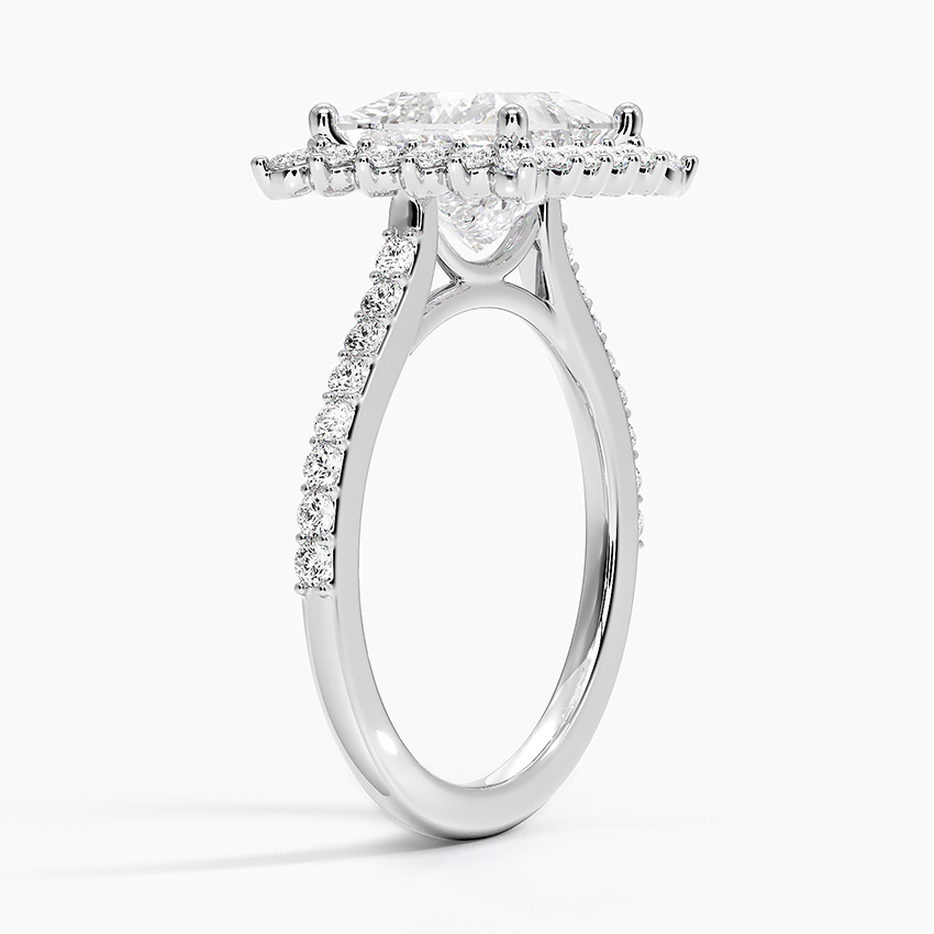Luxe Sunburst Halo Diamond Engagement Ring