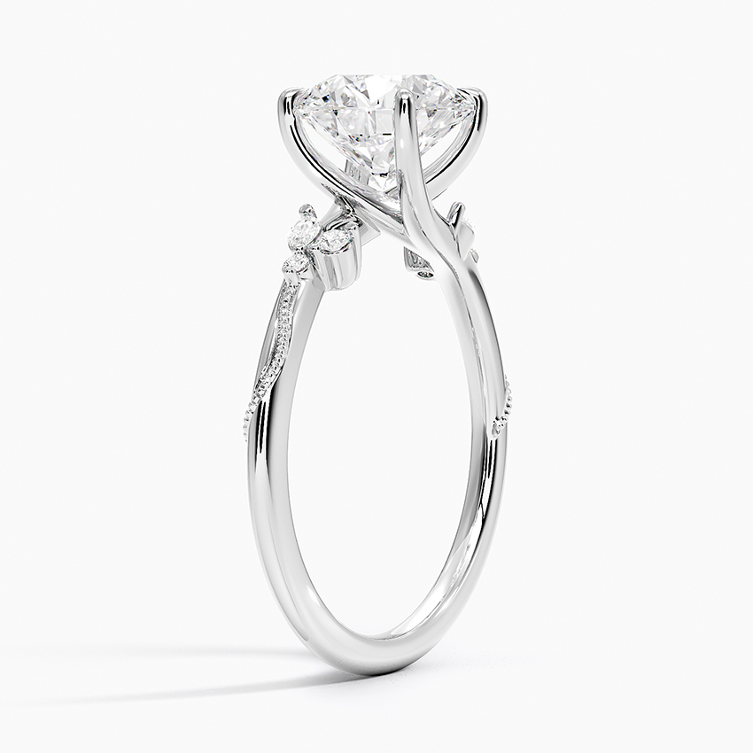 Camellia Milgrain Diamond Engagement Ring